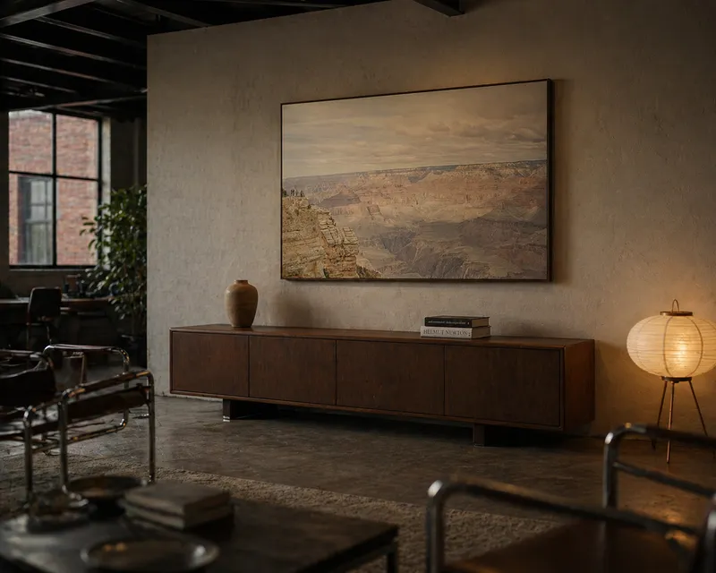 Oversized landscape photography print in a loft interior — A Grand Canyon by Alex Hoerner, available in custom sizes up to 72 inches